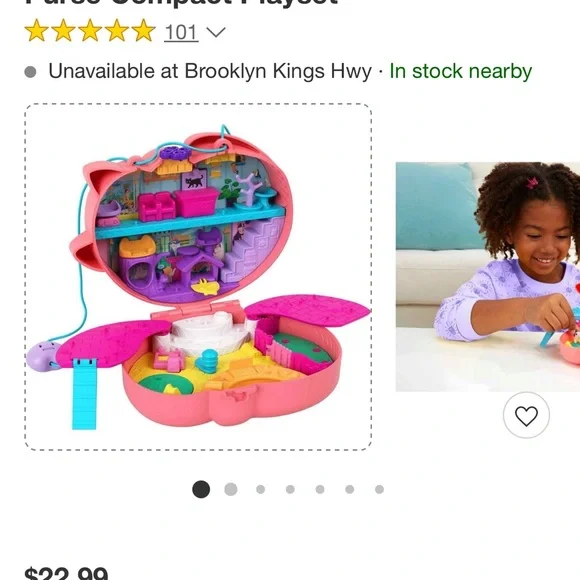 Polly Pocket Starring Shani Cuddly Cat Purse Compact Playset (cat purse only) - Picture 8 of 9